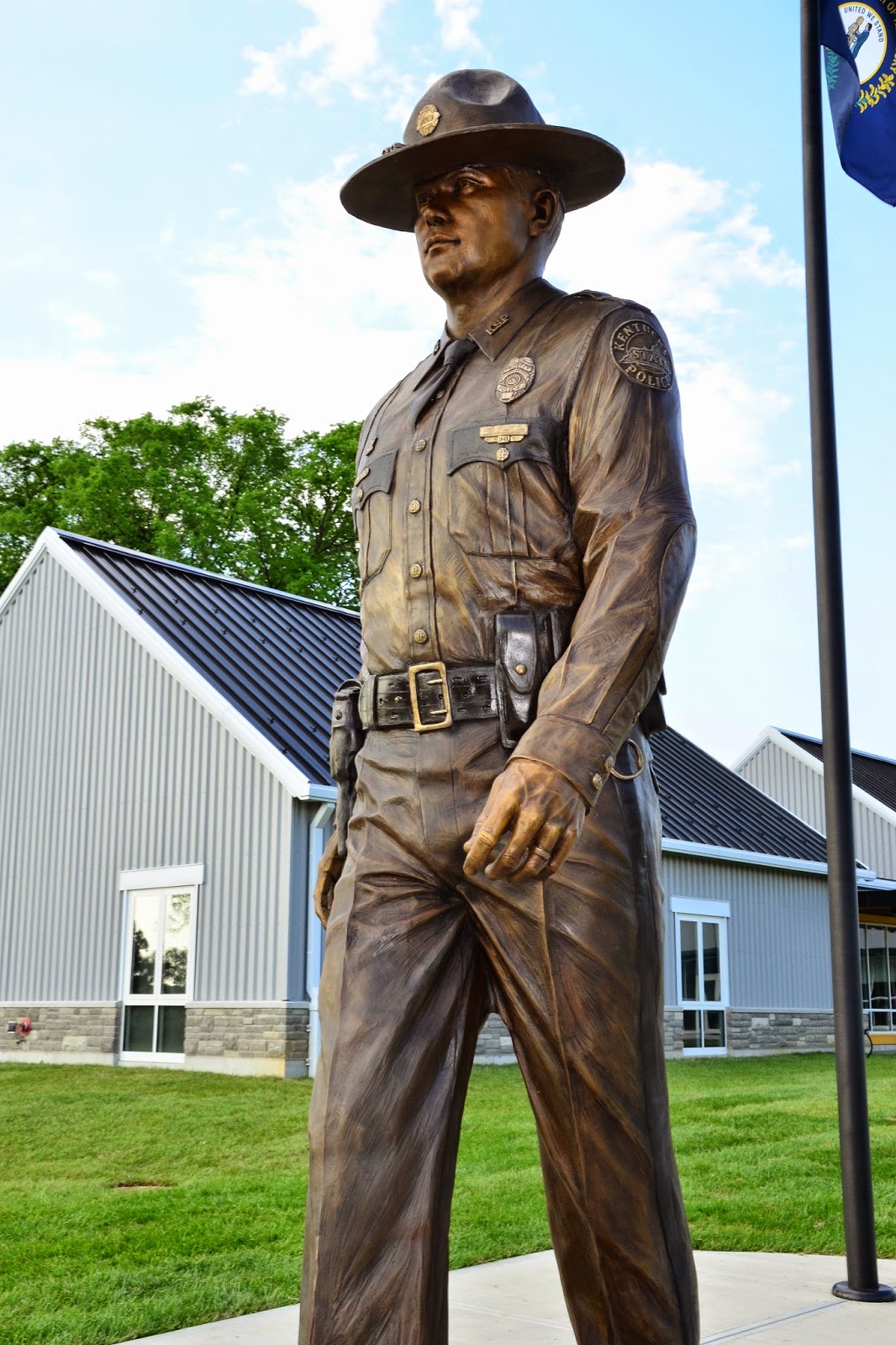 Statue and flags